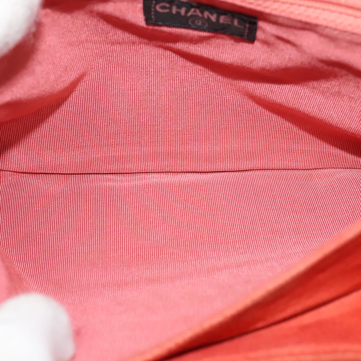 CHANEL Choco Bar Chain Shoulder Bag Suede Red CC 113865