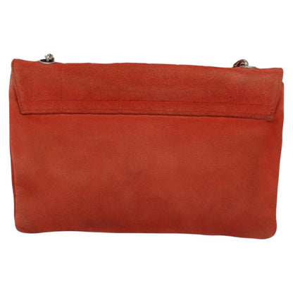 CHANEL Choco Bar Chain Shoulder Bag Suede Red CC 113865