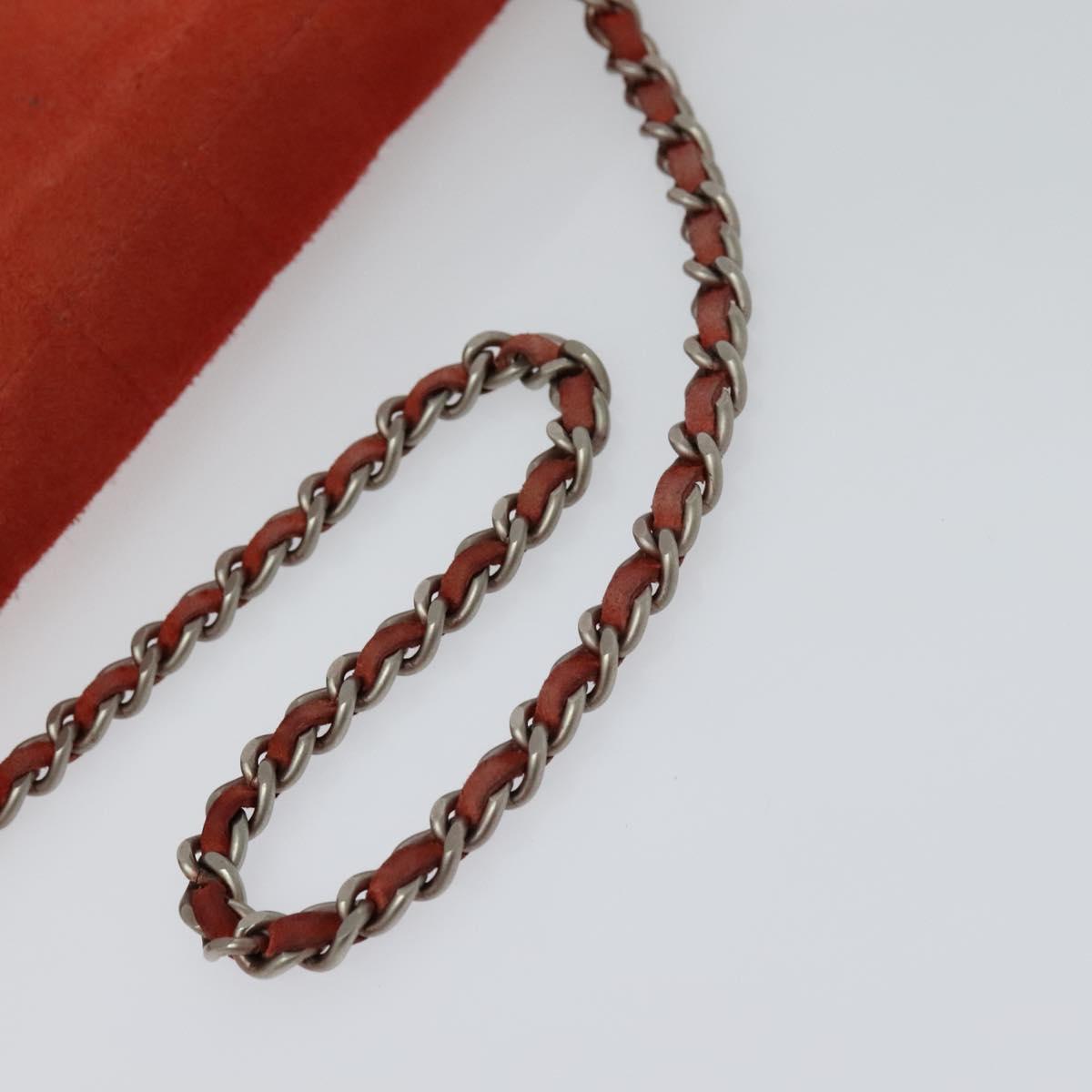 CHANEL Choco Bar Chain Shoulder Bag Suede Red CC 113865