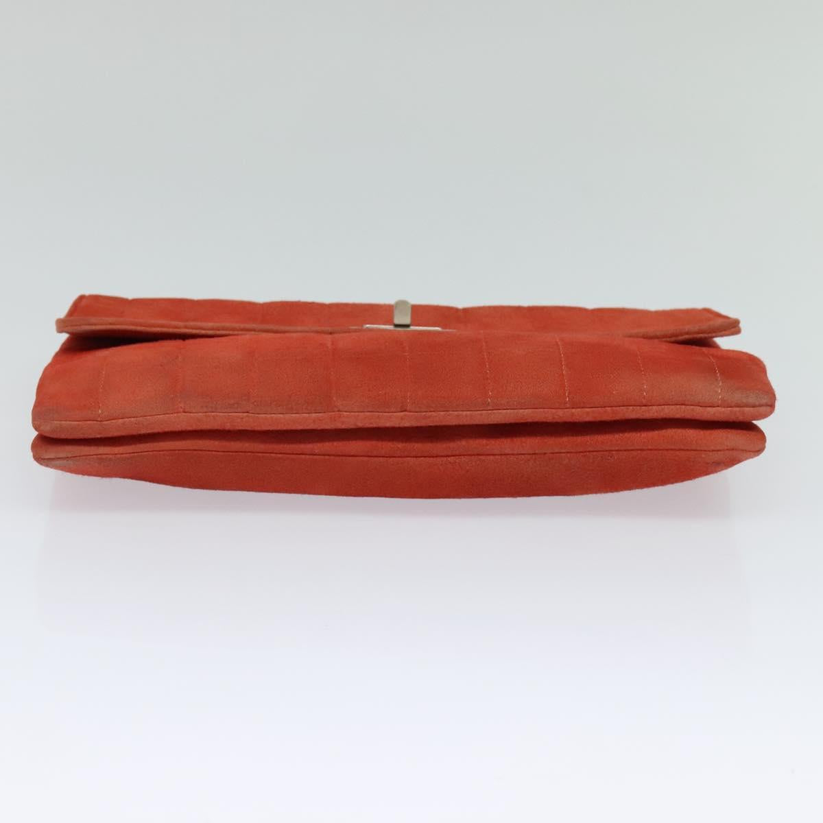 CHANEL Choco Bar Chain Shoulder Bag Suede Red CC 113865