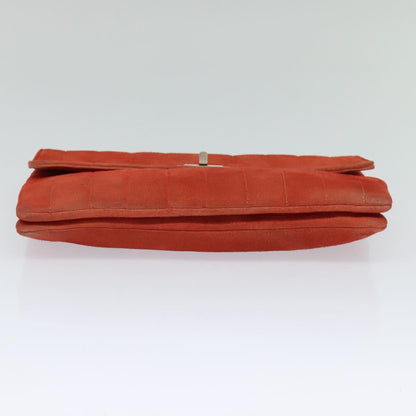 CHANEL Choco Bar Chain Shoulder Bag Suede Red CC 113865