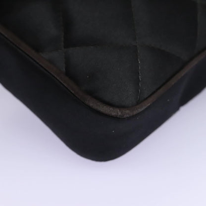 CHANEL Matelasse Waist Bag Satin Black Gold CC 113903