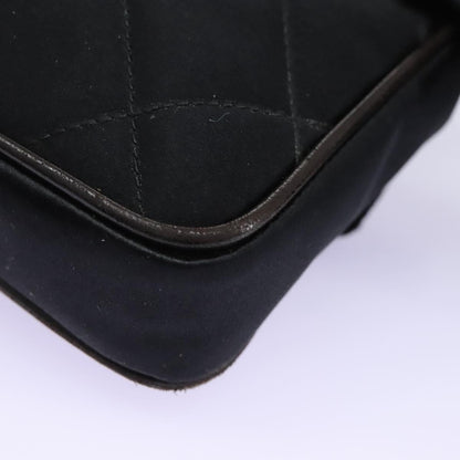CHANEL Matelasse Waist Bag Satin Black Gold CC 113903