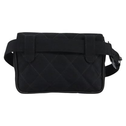 CHANEL Matelasse Waist Bag Satin Black Gold CC 113903