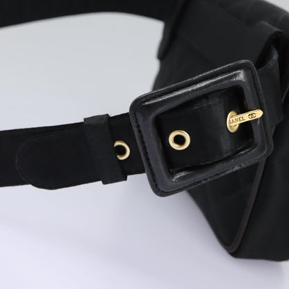 CHANEL Matelasse Waist Bag Satin Black Gold CC 113903