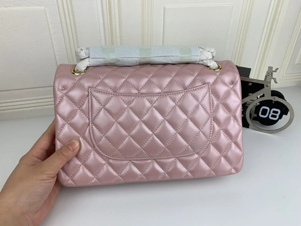 Chanel Classic Double Flap 25 Shoulder Bag Iridescent Pink
