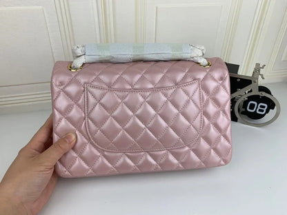 Chanel Classic Double Flap 25 Shoulder Bag Iridescent Pink
