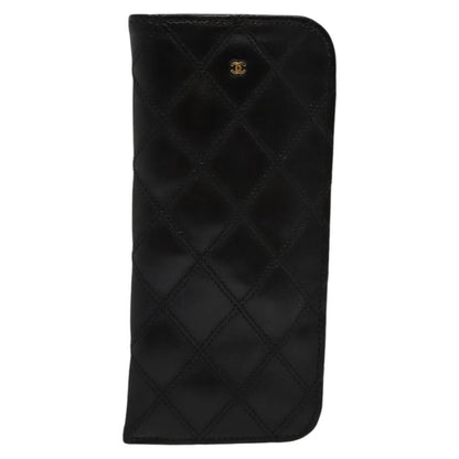 CHANEL Bicolore COCO Mark Glasses Case Lamb Skin Black CC 114024
