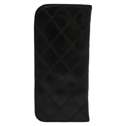 CHANEL Bicolore COCO Mark Glasses Case Lamb Skin Black CC 114024