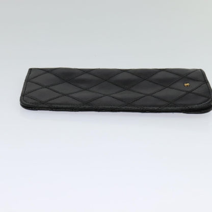 CHANEL Bicolore COCO Mark Glasses Case Lamb Skin Black CC 114024