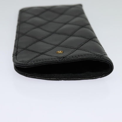 CHANEL Bicolore COCO Mark Glasses Case Lamb Skin Black CC 114024
