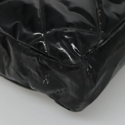CHANEL Matelasse Shoulder Bag Patent leather Black Gold CC 114045