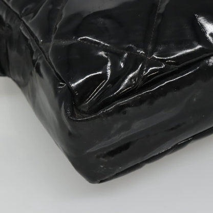 CHANEL Matelasse Shoulder Bag Patent leather Black Gold CC 114045