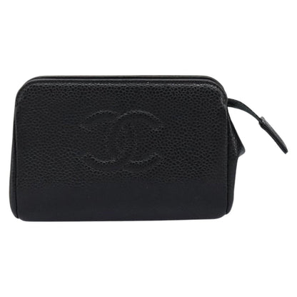 CHANEL Pouch Caviar Skin Black CC 114196