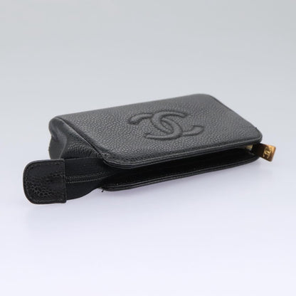 CHANEL Pouch Caviar Skin Black CC 114196
