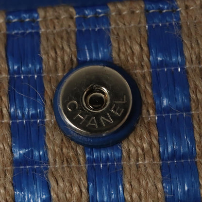 CHANEL Chain Shoulder Bag Raffia Blue CC 115347A