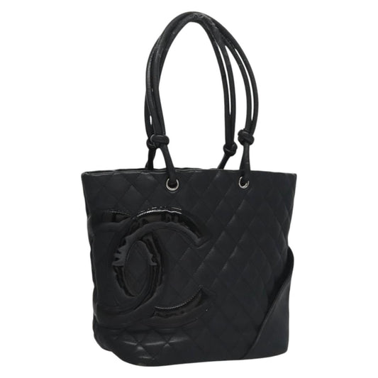 CHANEL Matelasse Cambon Line Shoulder Bag Leather Black CC 115405