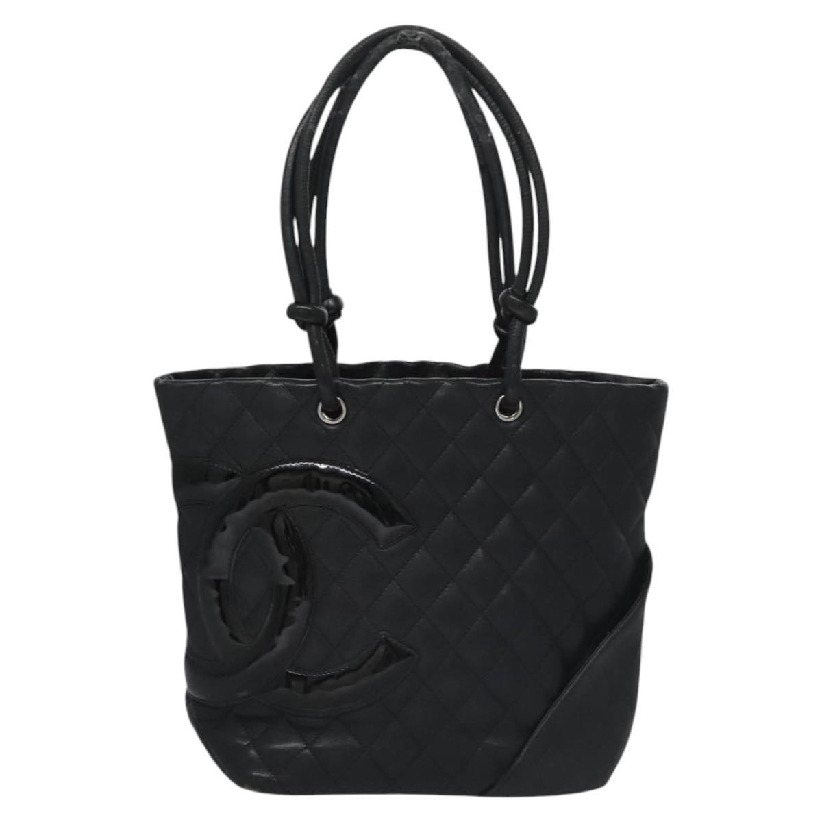 CHANEL Matelasse Cambon Line Shoulder Bag Leather Black CC 115405