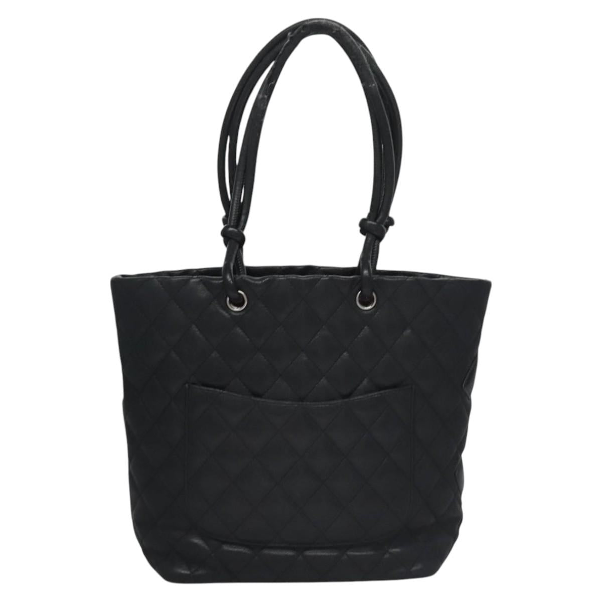 CHANEL Matelasse Cambon Line Shoulder Bag Leather Black CC 115405