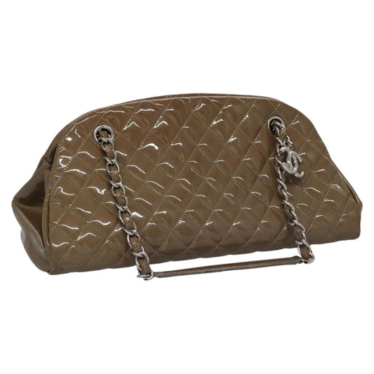 CHANEL Matelasse Chain Shoulder Bag Enamel Brown CC 115425