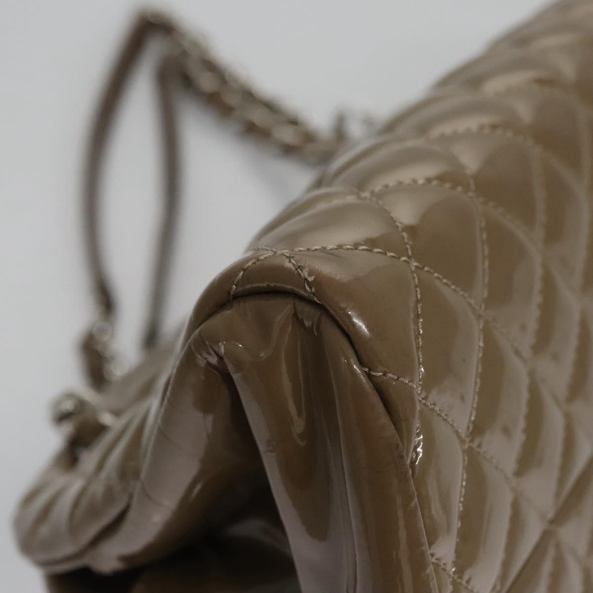 CHANEL Matelasse Chain Shoulder Bag Enamel Brown CC 115425