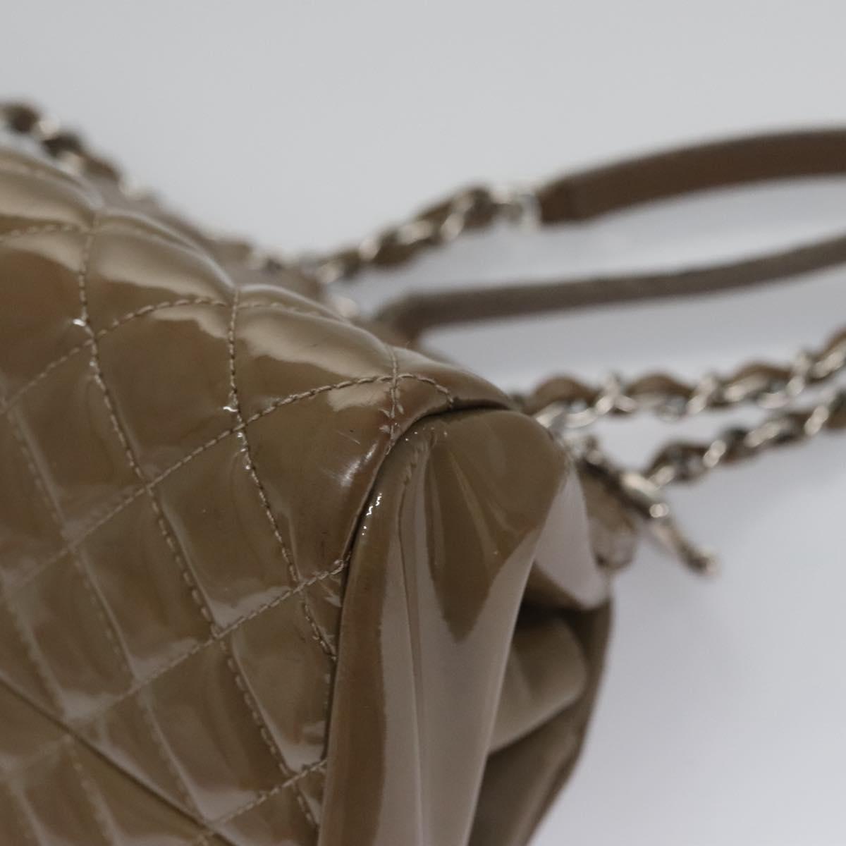 CHANEL Matelasse Chain Shoulder Bag Enamel Brown CC 115425