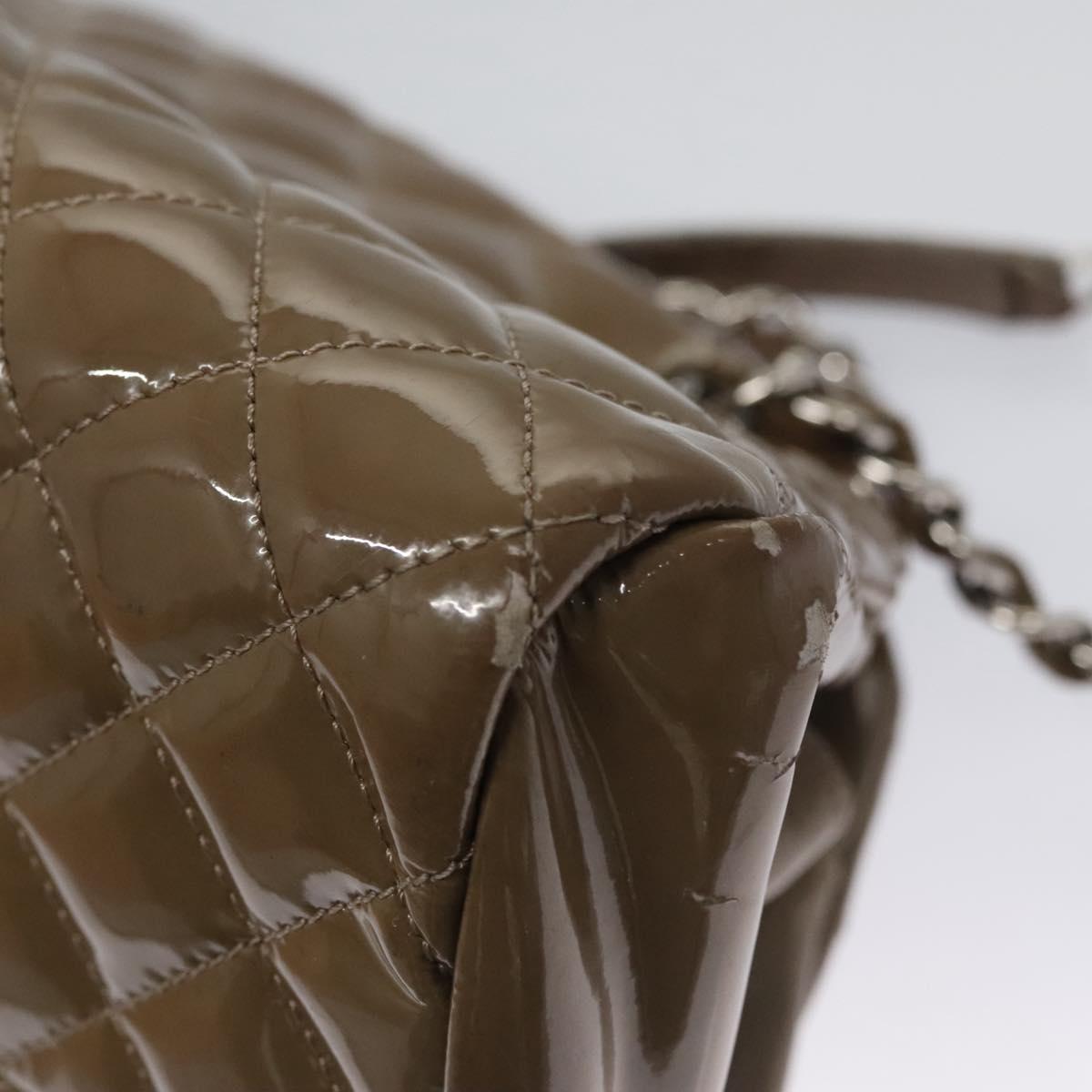 CHANEL Matelasse Chain Shoulder Bag Enamel Brown CC 115425