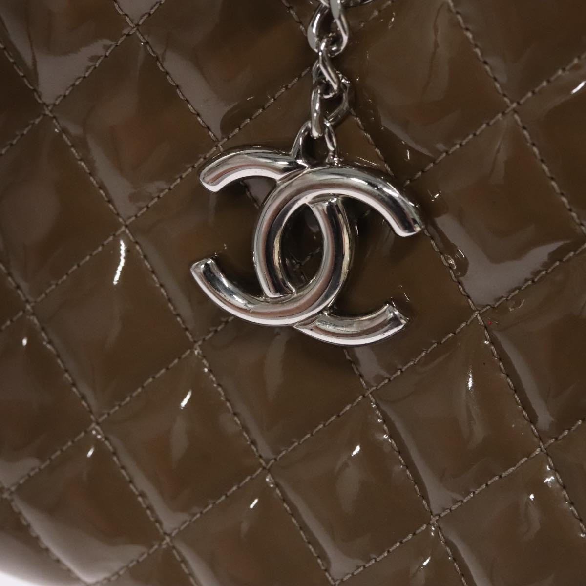 CHANEL Matelasse Chain Shoulder Bag Enamel Brown CC 115425