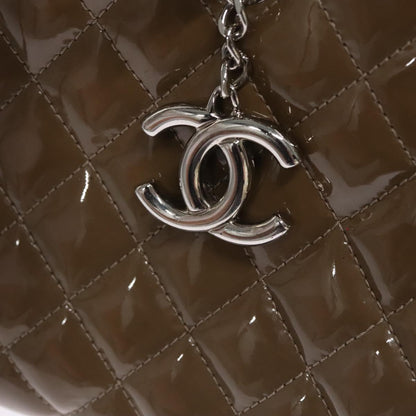 CHANEL Matelasse Chain Shoulder Bag Enamel Brown CC 115425
