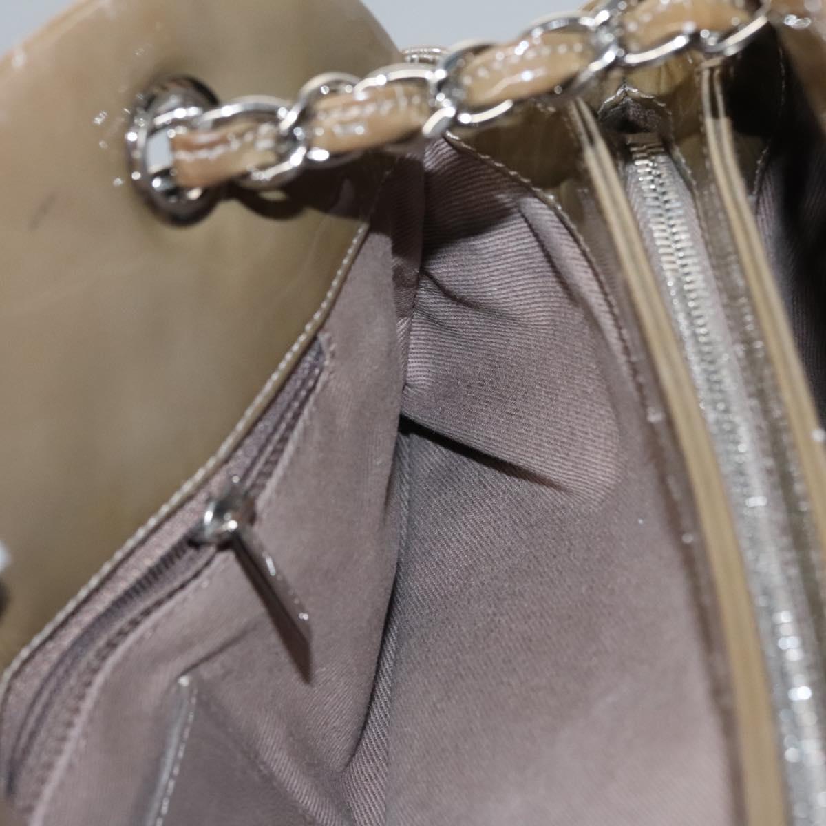 CHANEL Matelasse Chain Shoulder Bag Enamel Brown CC 115425