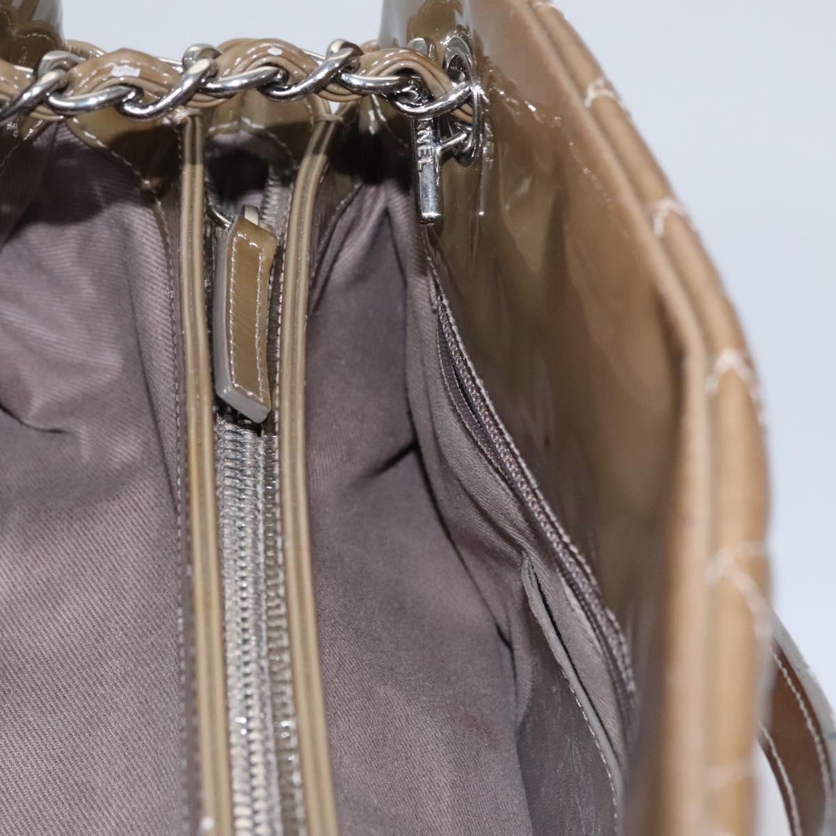 CHANEL Matelasse Chain Shoulder Bag Enamel Brown CC 115425