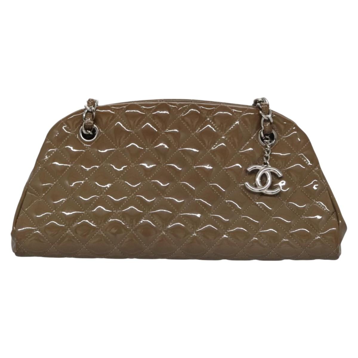CHANEL Matelasse Chain Shoulder Bag Enamel Brown CC 115425