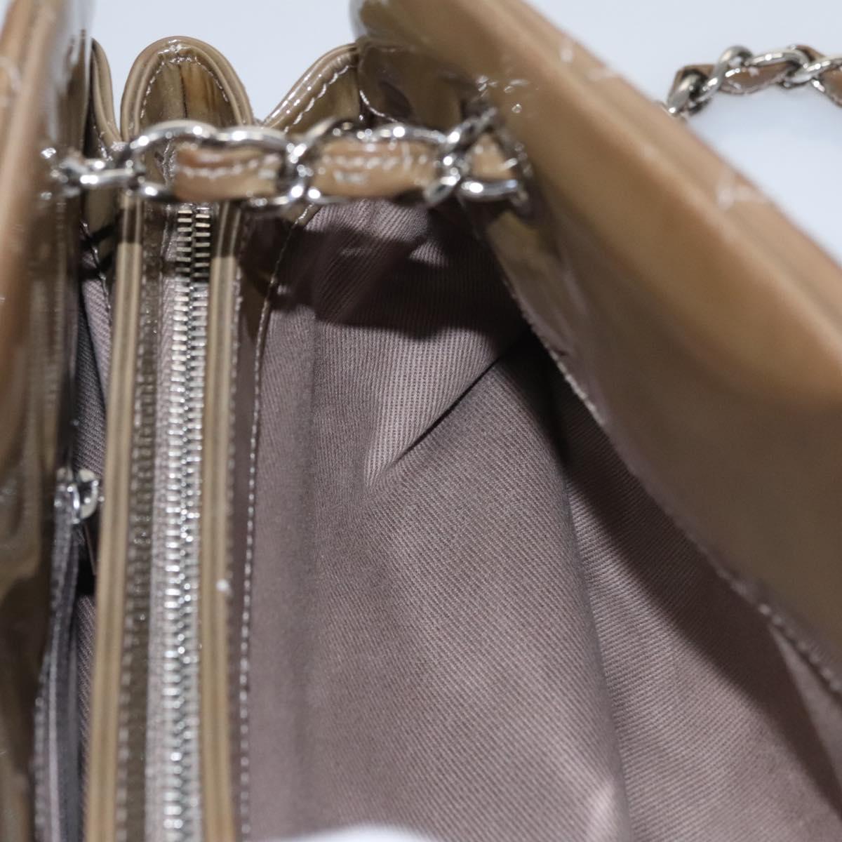 CHANEL Matelasse Chain Shoulder Bag Enamel Brown CC 115425