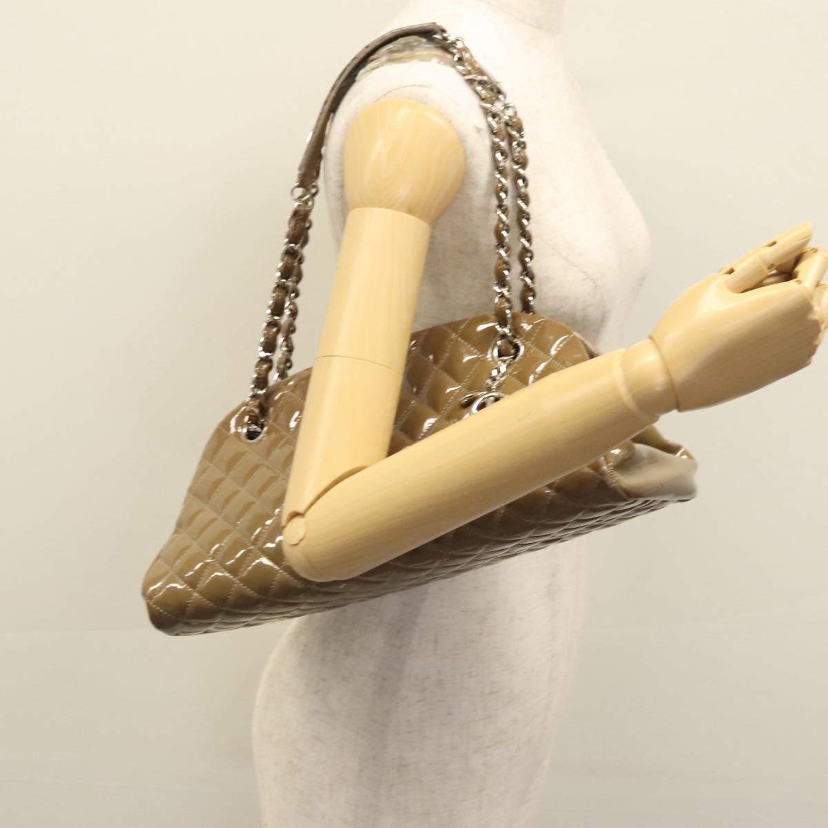 CHANEL Matelasse Chain Shoulder Bag Enamel Brown CC 115425