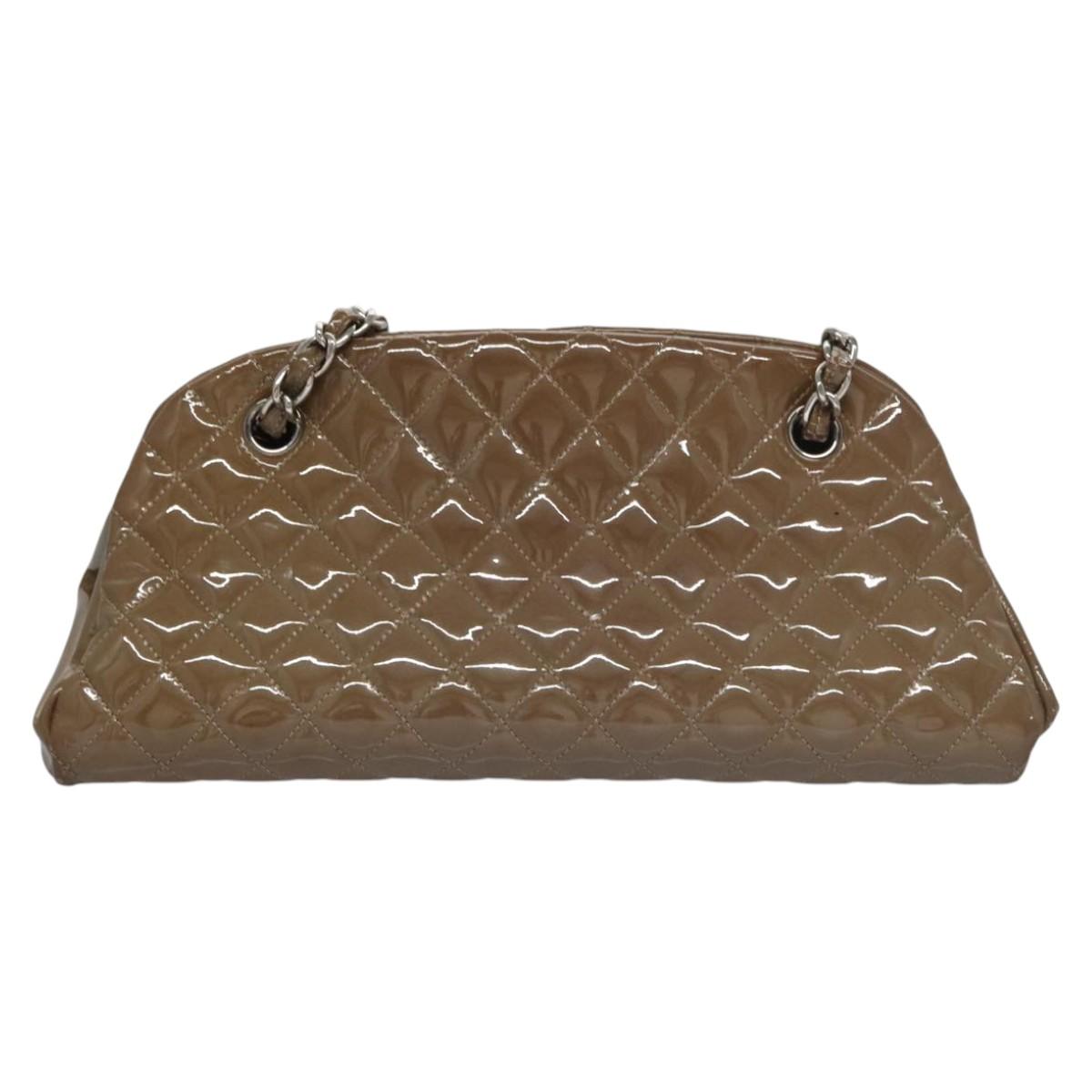 CHANEL Matelasse Chain Shoulder Bag Enamel Brown CC 115425