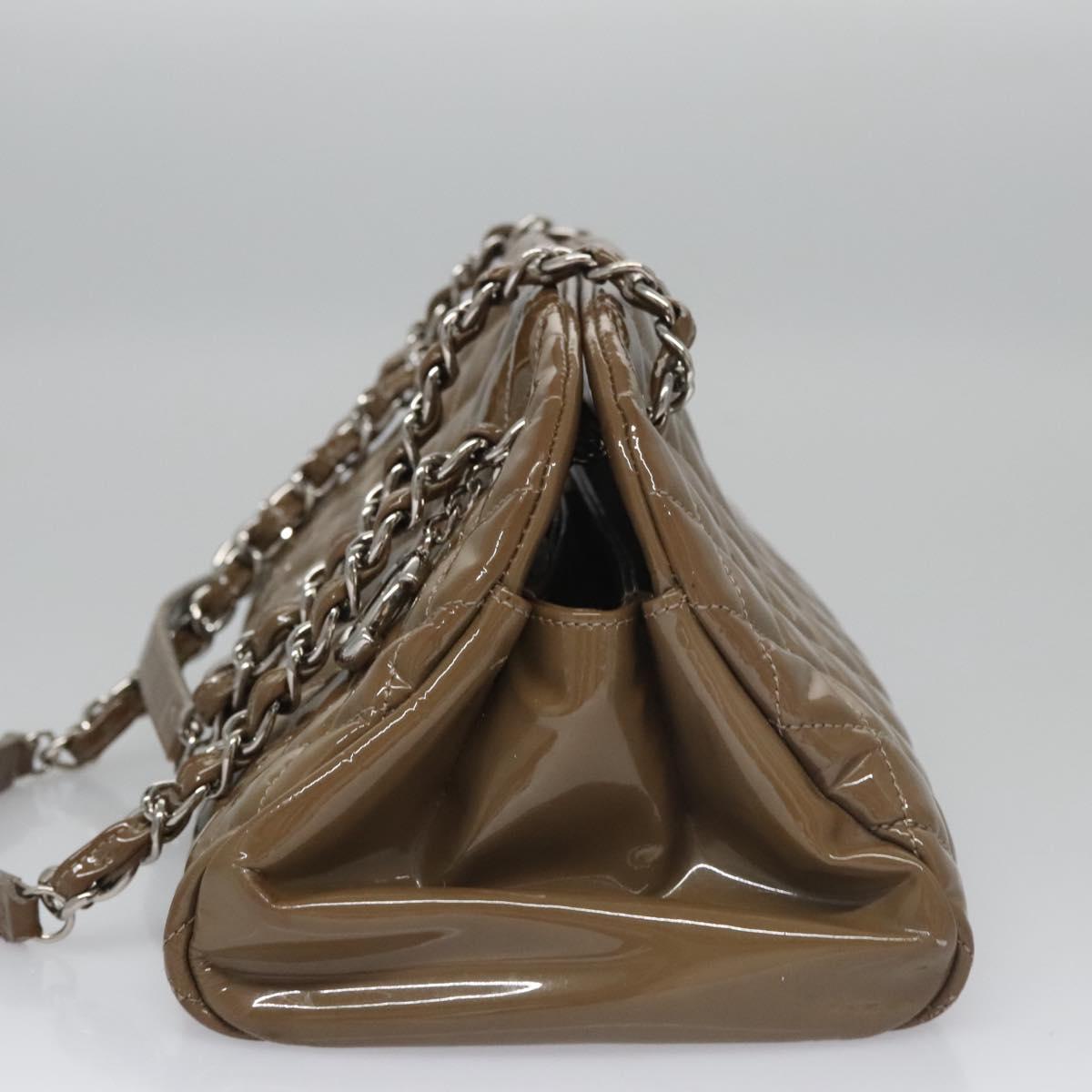CHANEL Matelasse Chain Shoulder Bag Enamel Brown CC 115425