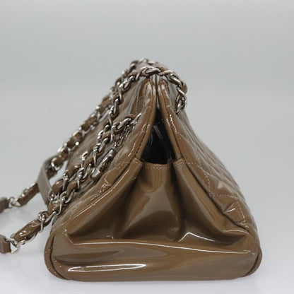 CHANEL Matelasse Chain Shoulder Bag Enamel Brown CC 115425