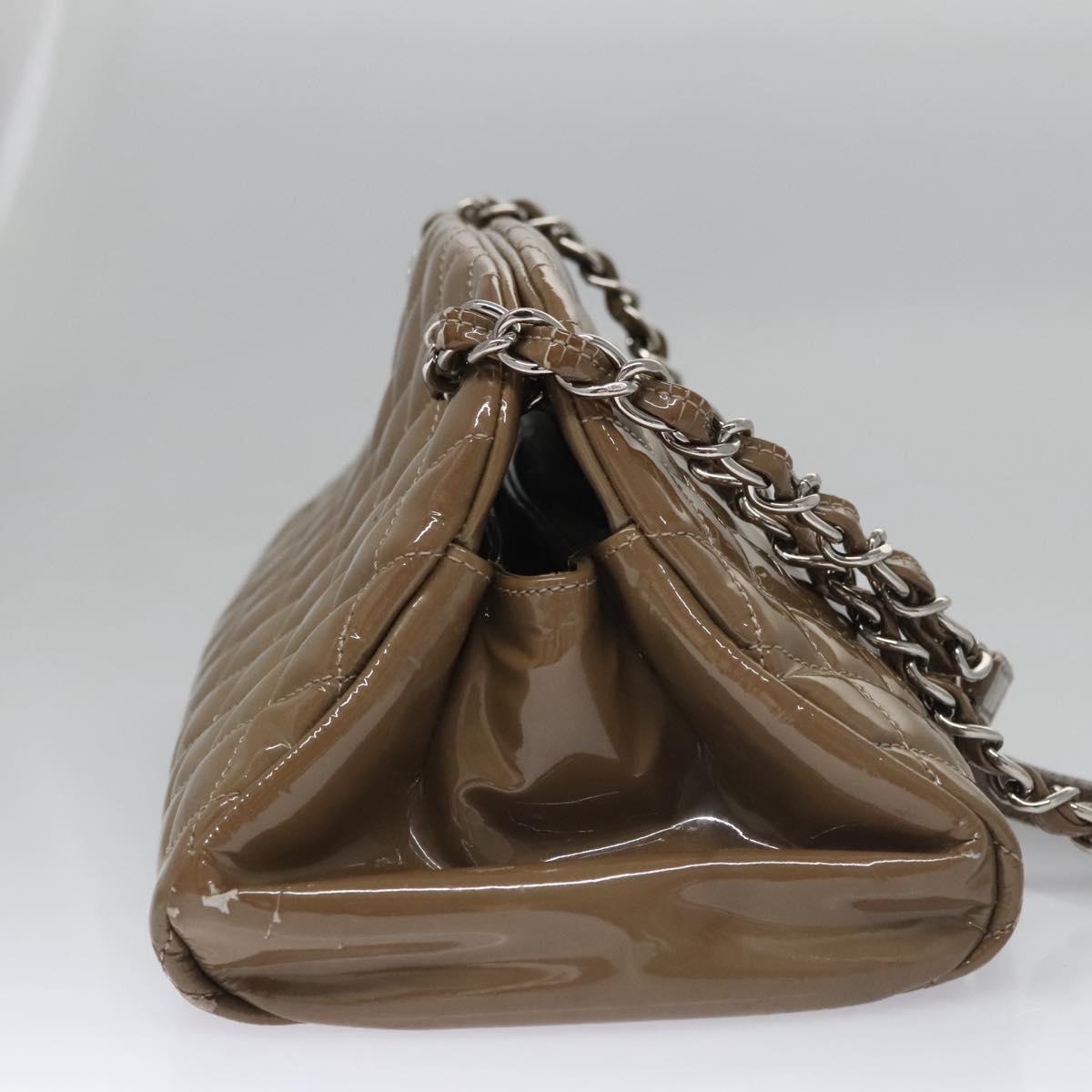 CHANEL Matelasse Chain Shoulder Bag Enamel Brown CC 115425