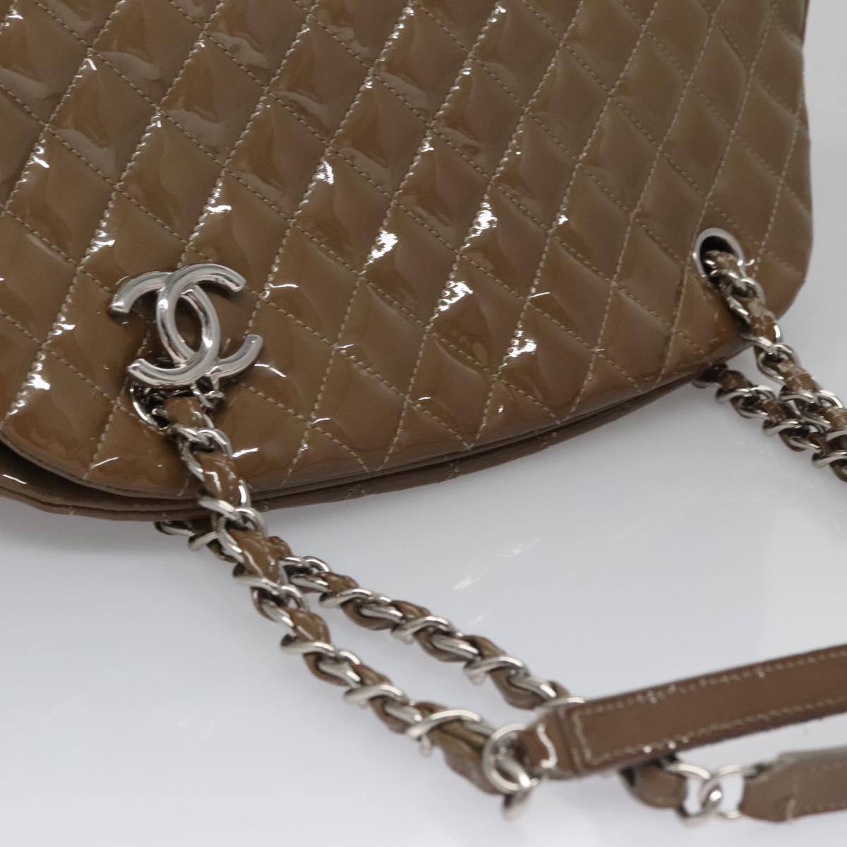 CHANEL Matelasse Chain Shoulder Bag Enamel Brown CC 115425