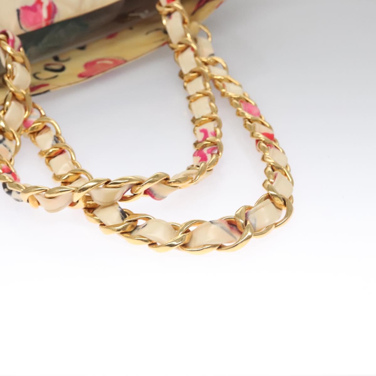 CHANEL Matelasse Chain Lip Tote Bag Enamel Beige CC 115470A