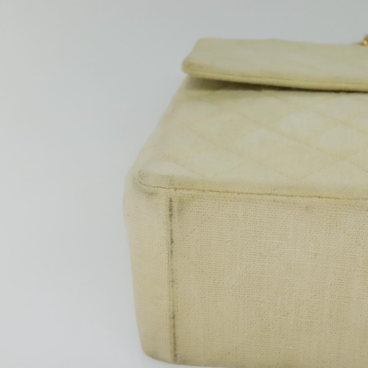 CHANEL Matelasse 35 Chain Shoulder Bag Canvas Beige CC 115471A