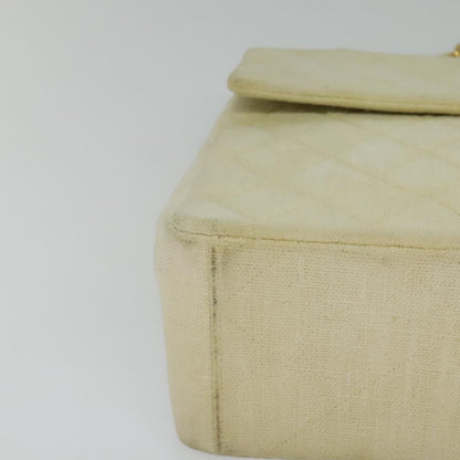 CHANEL Matelasse 35 Chain Shoulder Bag Canvas Beige CC 115471A