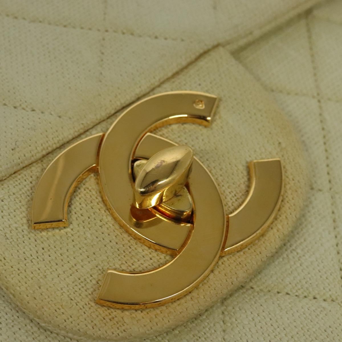 CHANEL Matelasse 35 Chain Shoulder Bag Canvas Beige CC 115471A