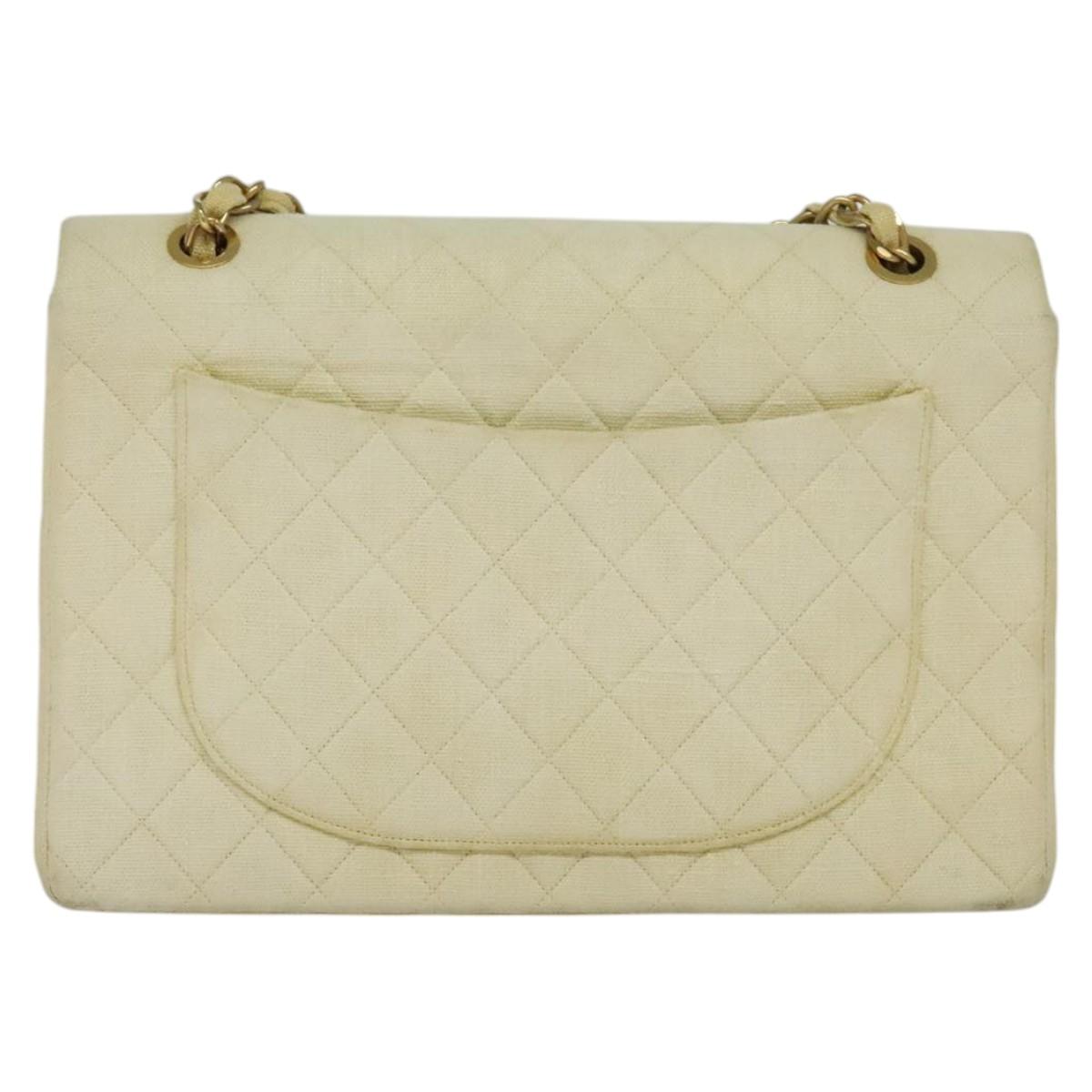 CHANEL Matelasse 35 Chain Shoulder Bag Canvas Beige CC 115471A