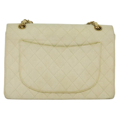 CHANEL Matelasse 35 Chain Shoulder Bag Canvas Beige CC 115471A