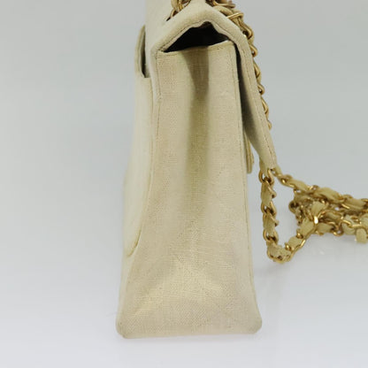 CHANEL Matelasse 35 Chain Shoulder Bag Canvas Beige CC 115471A
