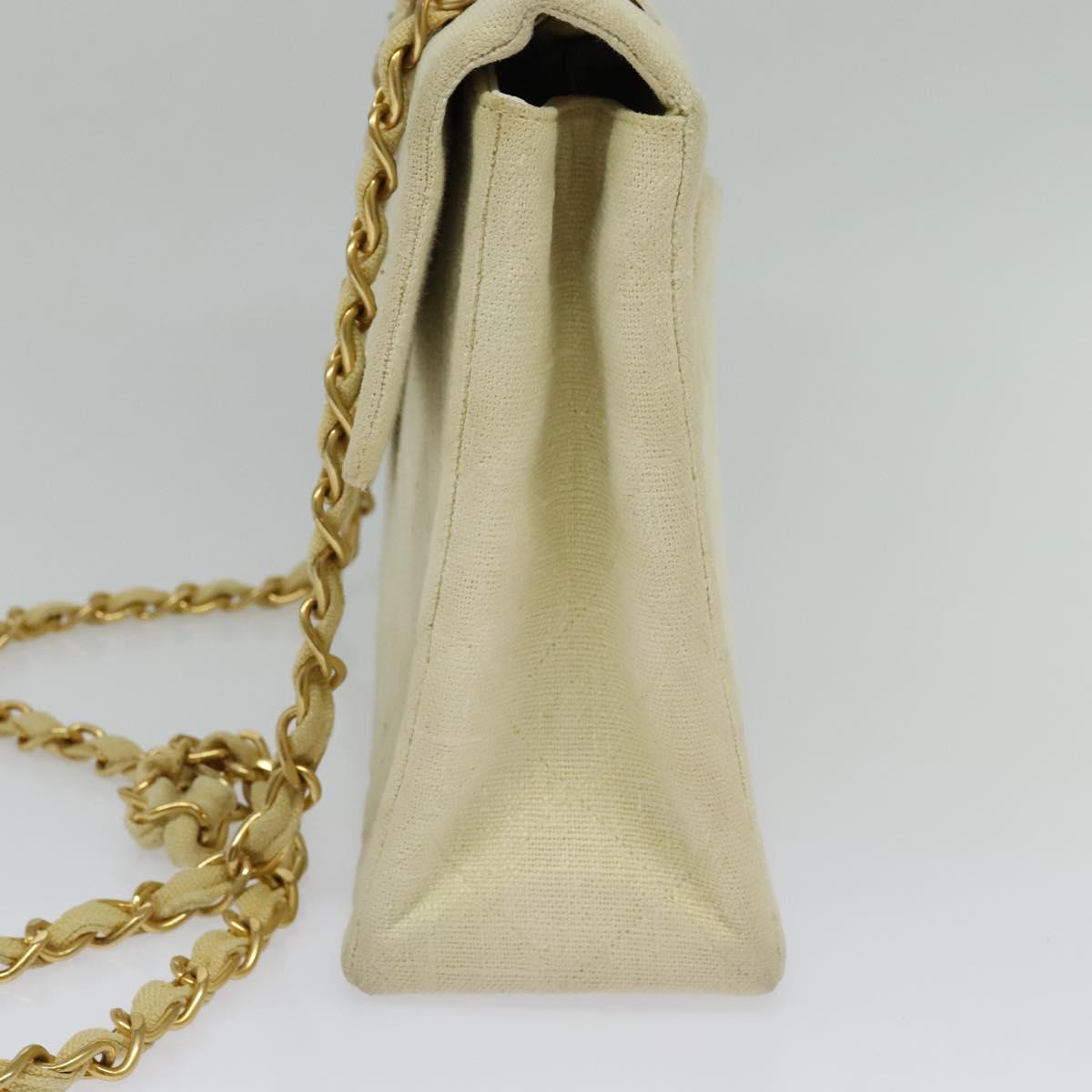 CHANEL Matelasse 35 Chain Shoulder Bag Canvas Beige CC 115471A