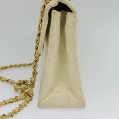 CHANEL Matelasse 35 Chain Shoulder Bag Canvas Beige CC 115471A