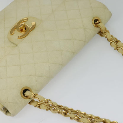CHANEL Matelasse 35 Chain Shoulder Bag Canvas Beige CC 115471A