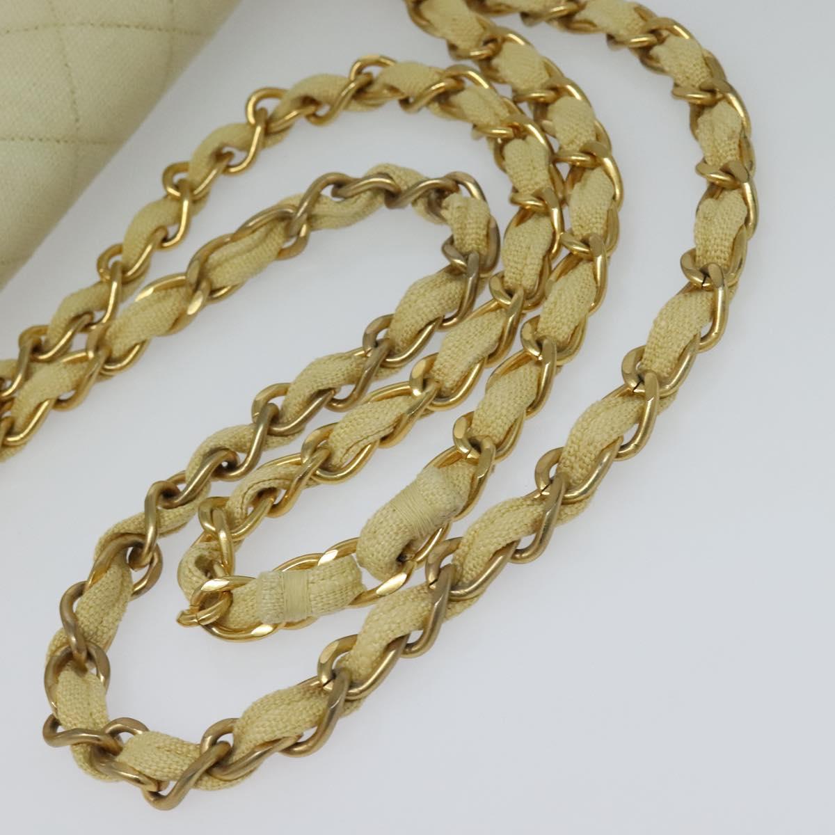 CHANEL Matelasse 35 Chain Shoulder Bag Canvas Beige CC 115471A